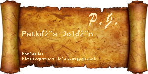 Patkós Jolán névjegykártya