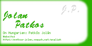 jolan patkos business card